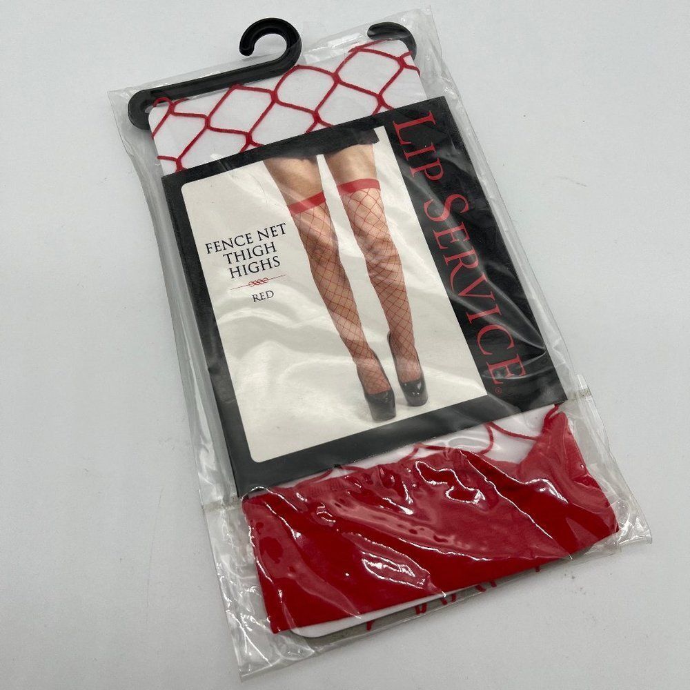 New Lip Service Fence Net Red Thigh Highs - One Size